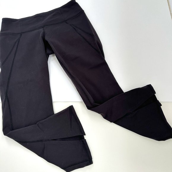 Athleta Leggings Power Ananda Black Capri Split Kick Hem Workout Yoga XS #268553 - Picture 1 of 9